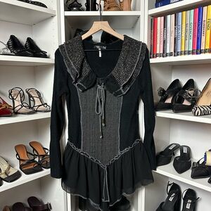 Vintage Black and Gray Long Sleeve Dress